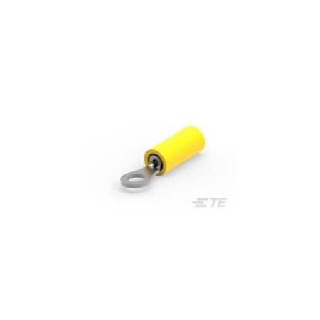 Te Connectivity Ring Terminal, #4 Stud Size, 24 AWG, 300 V, Nylon Insulated, Yellow 52189